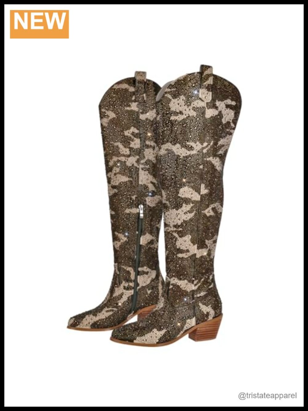 Women's Rhinestone Embellished Cowboy Boots Sparkly Wide Calf Over Knee
